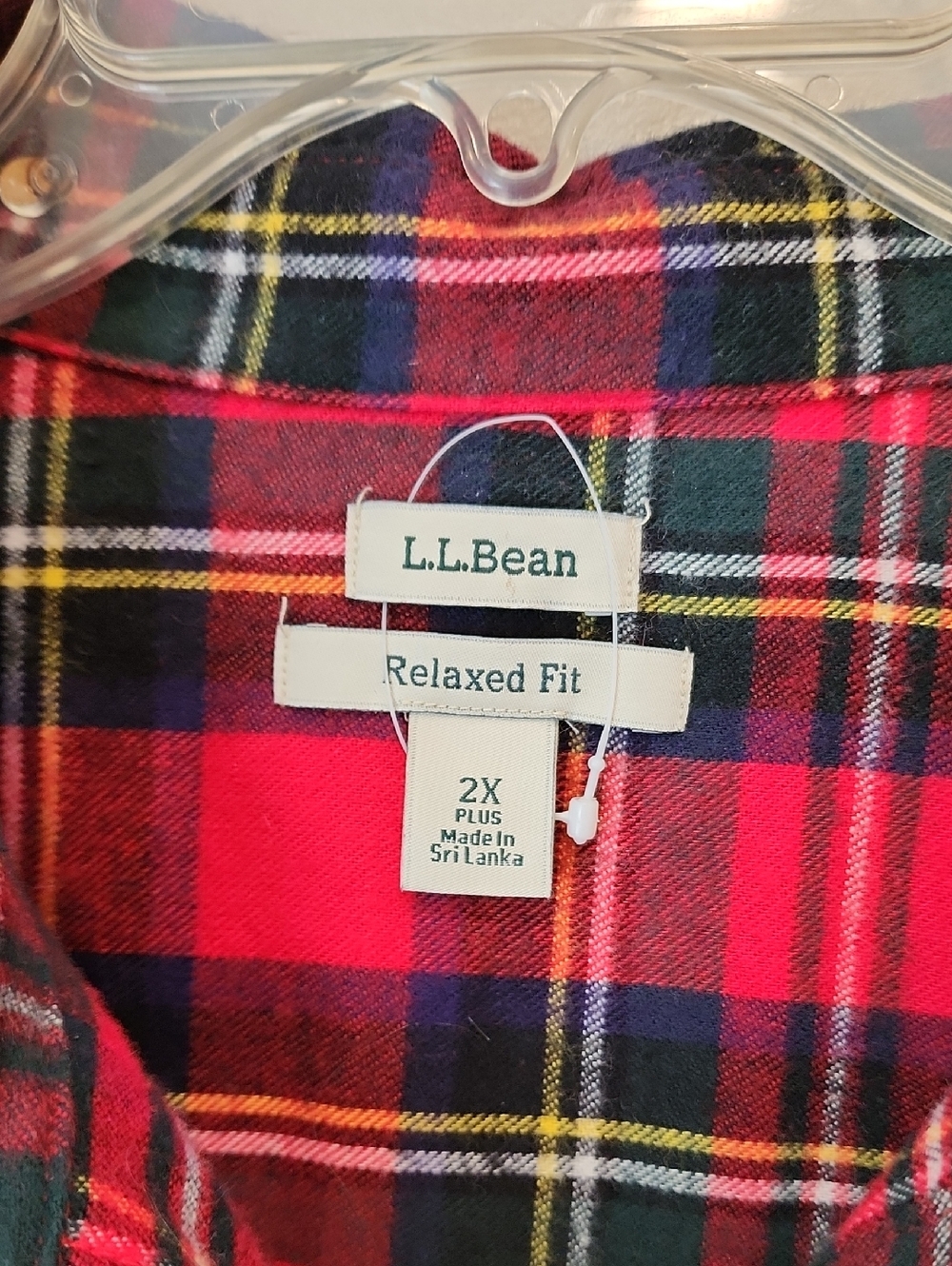 LL Bean Relaxed Fit Flannel Shirt Scotch Plaid Women's size 2X - Picture 3 of 5